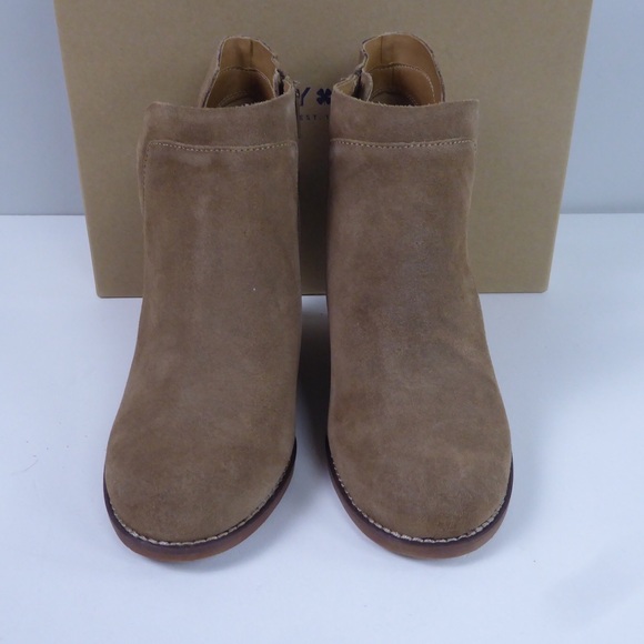 Lucky Brand Oiled Suede Leather Yabba Ankle Boot Wedge Bootie Side Zip NIB - Picture 2 of 8
